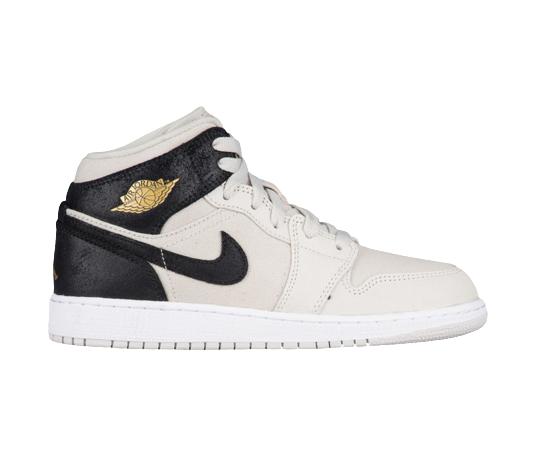 AIR JORDAN 1 MID LIGHT BONE METALLIC GOLD/BLACK (IMPORTADOS)