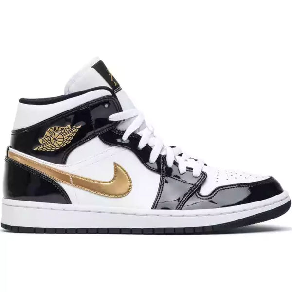 AIR JORDAN 1 MID PATENT BLACK GOLD (IMPORTADOS)