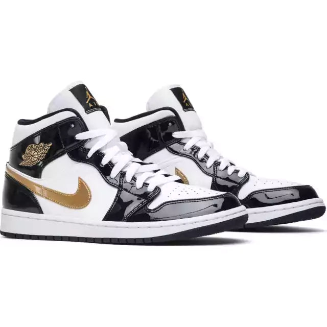 AIR JORDAN 1 MID PATENT BLACK GOLD (IMPORTADOS)